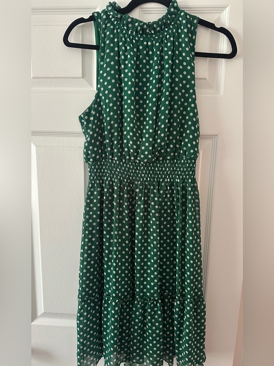 Enfocus Studio Dresses & Skirts - Enfocus Studio Green & White Polka Dot Midi Dress